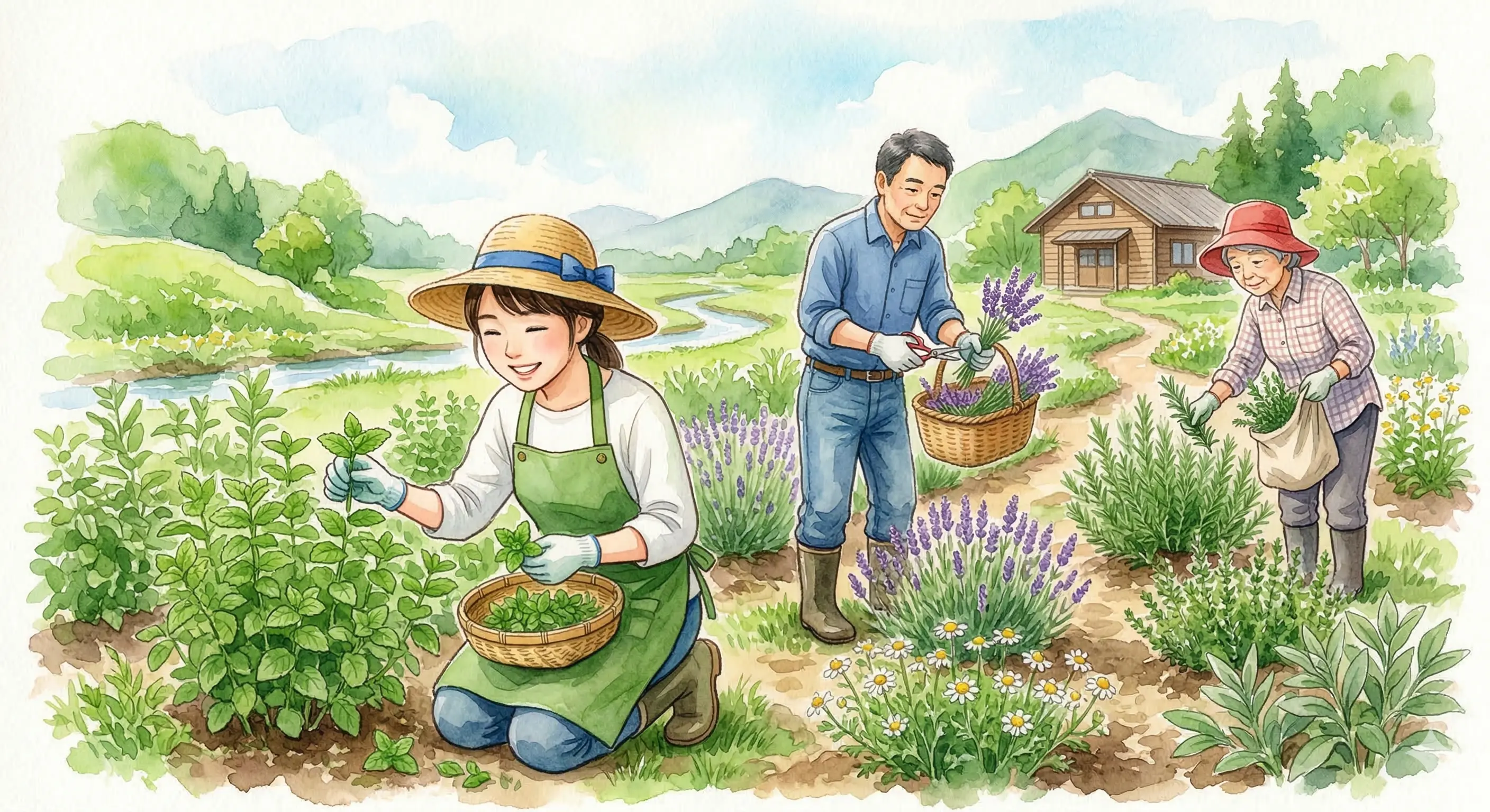 ハーブや野菜を育てるハウスの中